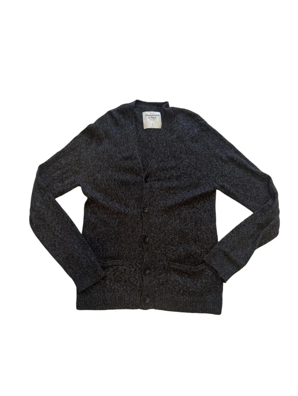 Abercrombie & Fitch Gray Button Cardigan Sweater Men’s Size L Soft Knit Casual